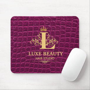 Luxury Crocodile Leather Monogram Gold Initial Mouse Mat