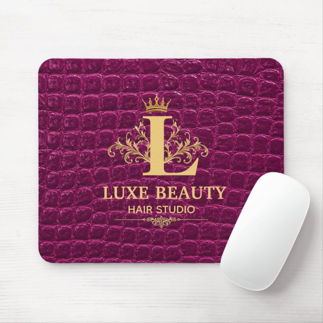 Luxury Crocodile Leather Monogram Gold Initial  Mouse Mat (With Mouse)