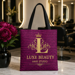 Luxury Crocodile Leather Monogram Gold Initial Tote Bag