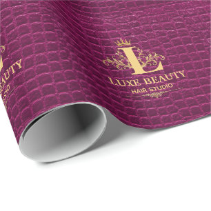 Luxury Crocodile Leather Monogram Gold Initial  Wrapping Paper