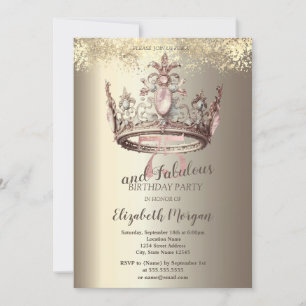 Luxury Crown Gold Confetti 75th Birthday Invitation