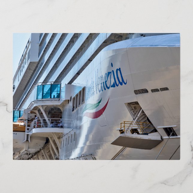 Luxury Cruise Ship Foil Holiday Postcard (Front)