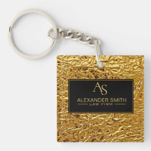 Luxury Crumpled Gold Foil Texture Elegant Metallic Key Ring