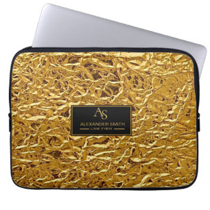 Luxury Crumpled Gold Foil Texture Elegant Metallic Laptop Sleeve