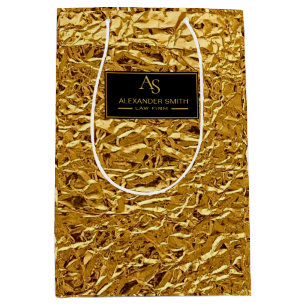 Luxury Crumpled Gold Foil Texture Elegant Metallic Medium Gift Bag