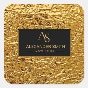Luxury Crumpled Gold Foil Texture Elegant Metallic Square Sticker