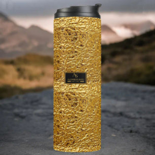 Luxury Crumpled Gold Foil Texture Elegant Metallic Thermal Tumbler