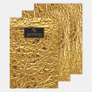 Luxury Crumpled Gold Foil Texture Elegant Metallic Wrapping Paper Sheet