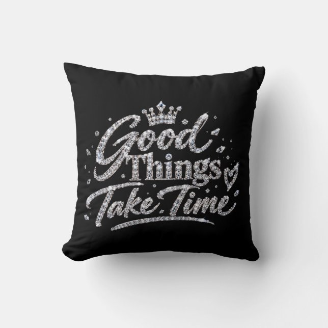 Luxury Crystal Crown Quote Cushion (Front)