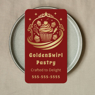 Luxury Cupcake Home Bakery Pastry Chef Deep Red Business Card