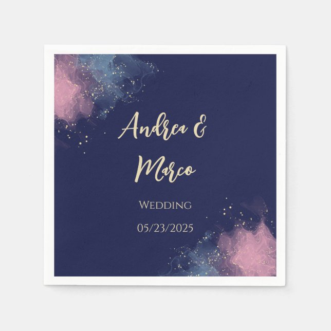 Luxury Customisable Watercolor Beach Wedding Napkin (Front)