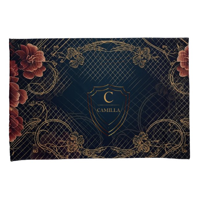 Luxury Customized Name  bedding floral pattern Pillowcase (Front-Right)