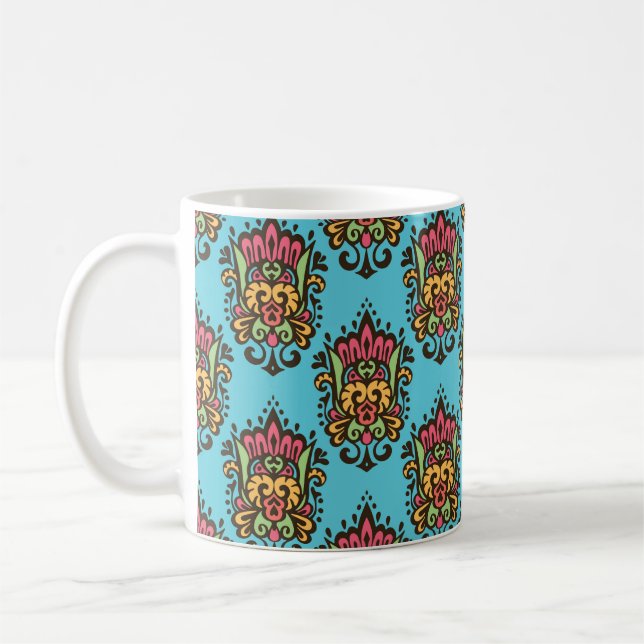 Luxury Damask flower seamless pattern. Floral Vint Coffee Mug (Left)