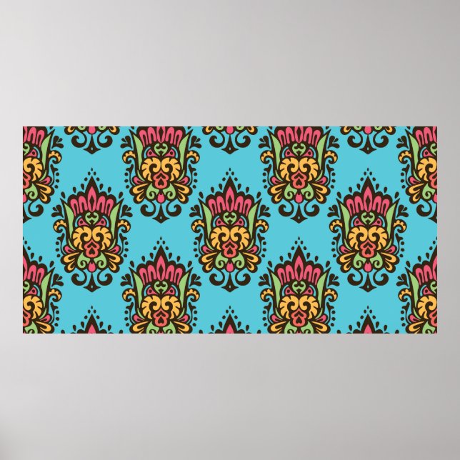 Luxury Damask flower seamless pattern. Floral Vint Poster (Front)