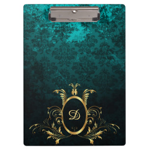 Luxury Damask gold Frame monogram Clipboard
