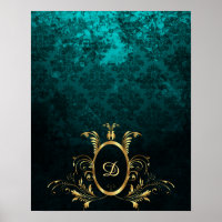 Luxury Damask gold Frame monogram