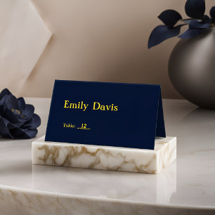 Luxury Dark Blue and Gold Place Cards - Elegant