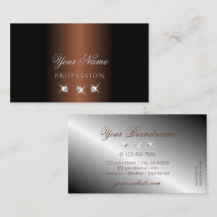 Luxury Dark Brown Silver Sparkle Diamonds Stylish Business Card