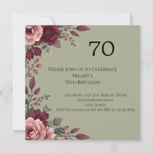 Luxury Dark Floral 70th Birthday Card