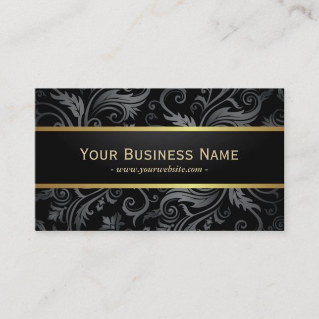 Luxury Dark Floral Patterns Business Card (Front)