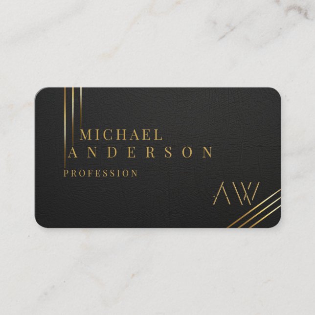 Luxury Dark Golden Monogram Professional Business  Business Card (Front)