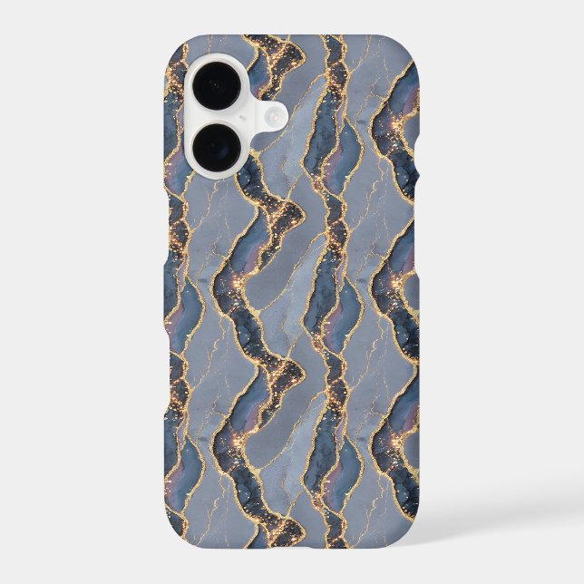 Luxury Dark Gray Marble Texture with Gold Veins (Back)