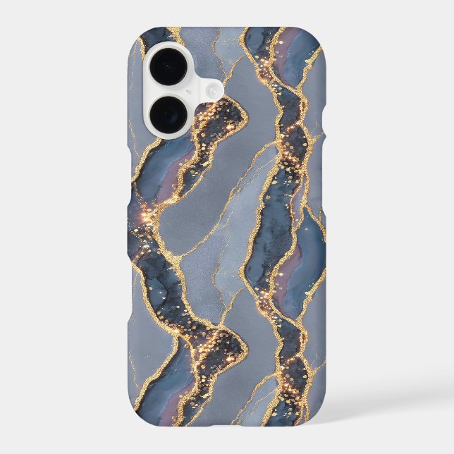 Luxury Dark Gray Marble Texture with Gold Veins (Back)