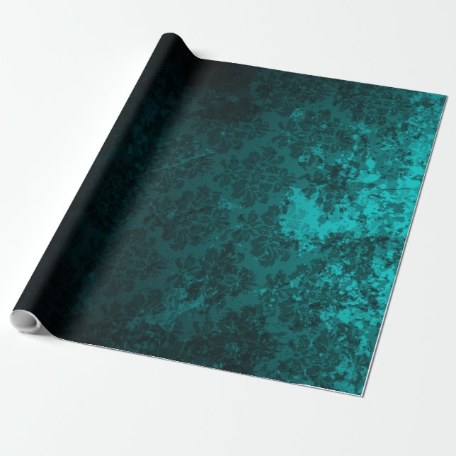 Luxury dark green Damask Wrapping Paper (Unrolled)