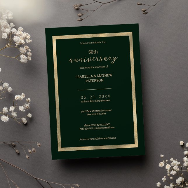 Luxury dark green gold 50th Wedding Anniversary Invitation (Luxury dark green gold 50th Wedding Anniversary )