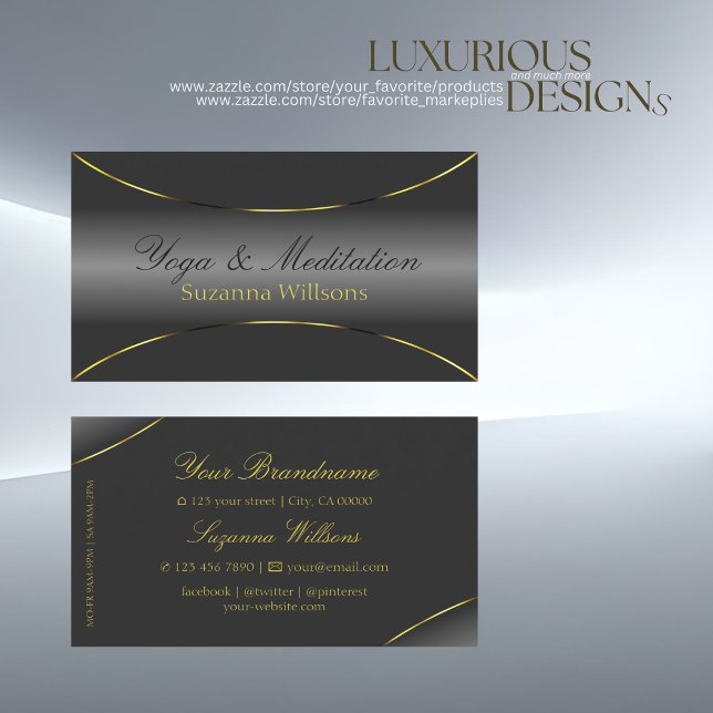 Luxury Dark Grey with Shimmery Gold Border Modern Business Card (Creator Uploaded)