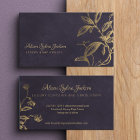 Luxury dark purple elegant faux gold foil foliage