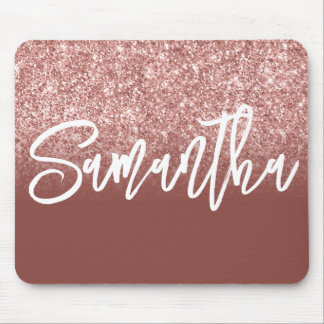 Luxury Dark Rose Gold Glitter Ombre Personalised Mouse Mat