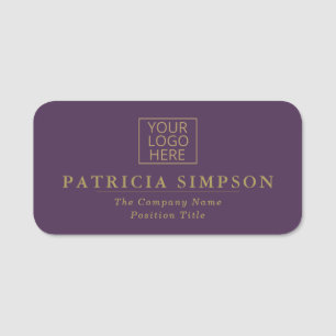 Luxury Dark Violet Purple and Golden: Elegant Logo Name Tag