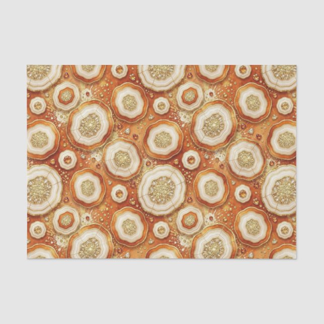 Luxury Decoupage | Burnt Orange + Gold Agate Geode Tissue Paper (Front)