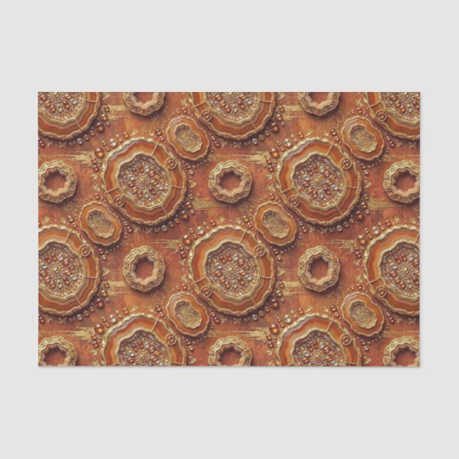 Luxury Decoupage | Burnt Orange + Gold Agate Geode Tissue Paper (Front)