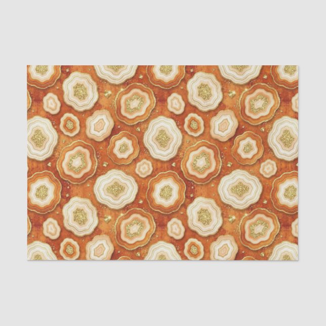 Luxury Decoupage | Burnt Orange + Gold Agate Geode Tissue Paper (Front)