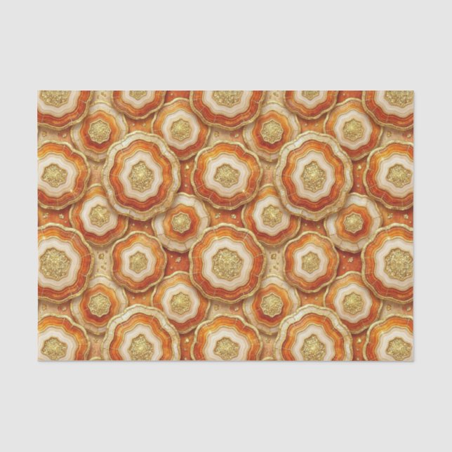 Luxury Decoupage | Burnt Orange + Gold Agate Geode Tissue Paper (Front)