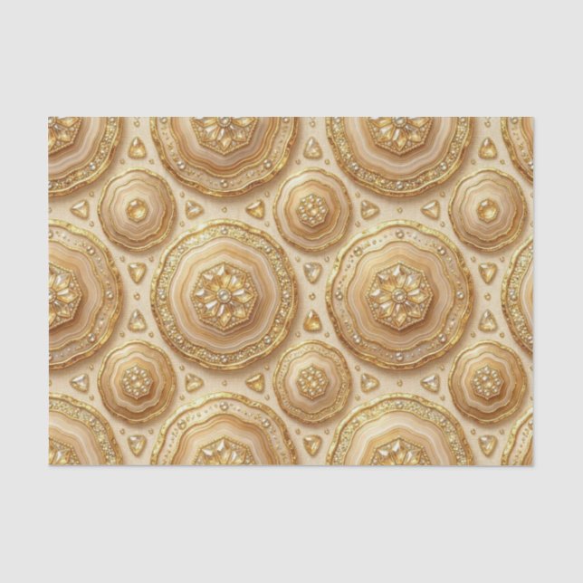 Luxury Decoupage | Camel + Gold Agate Geode Tissue Paper (Front)