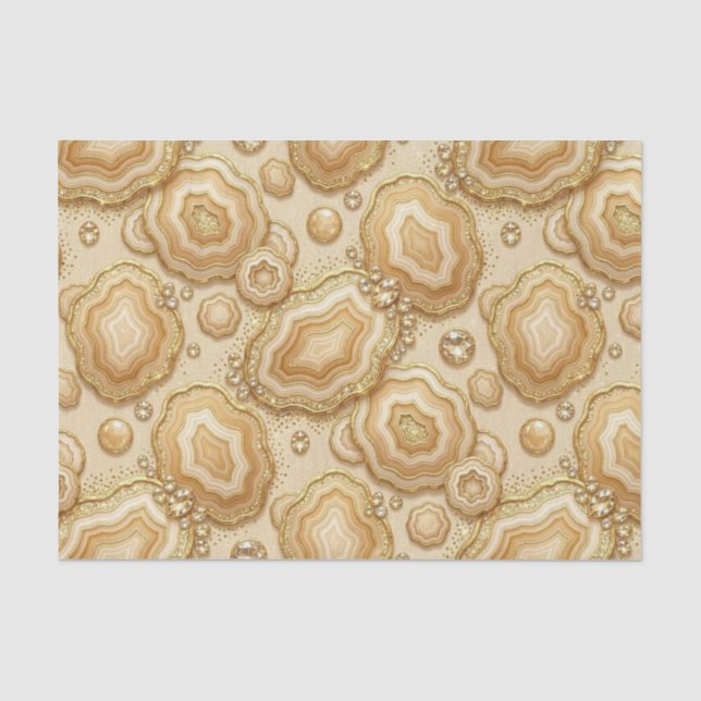 Luxury Decoupage | Camel + Gold Agate Geode Tissue Paper (Front)