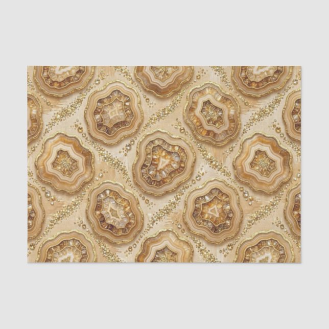 Luxury Decoupage | Camel + Gold Agate Geode Tissue Paper (Front)