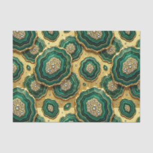 Luxury Decoupage Forest Green + Gold Agate Geode Tissue Paper