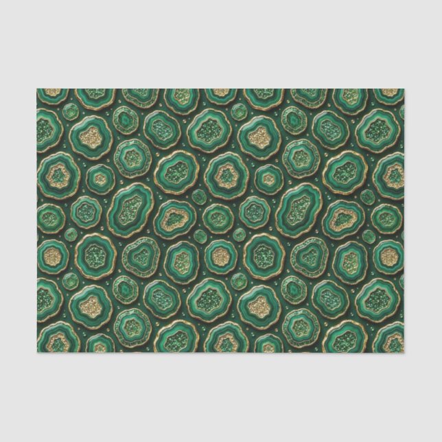 Luxury Decoupage | Forest Green + Gold Agate Geode Tissue Paper (Front)
