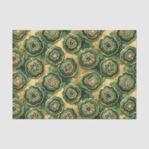Luxury Decoupage Forest Green + Gold Agate Geode Tissue Paper