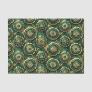 Luxury Decoupage Forest Green + Gold Agate Geode Tissue Paper