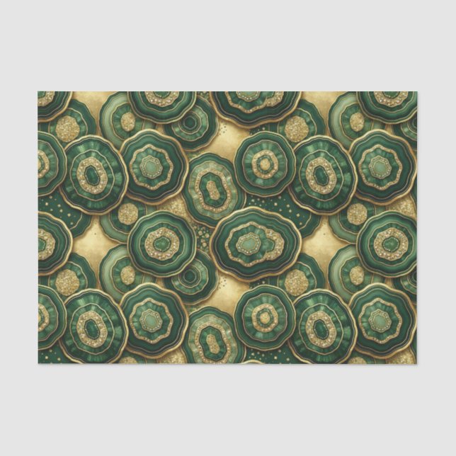 Luxury Decoupage | Forest Green + Gold Agate Geode Tissue Paper (Front)