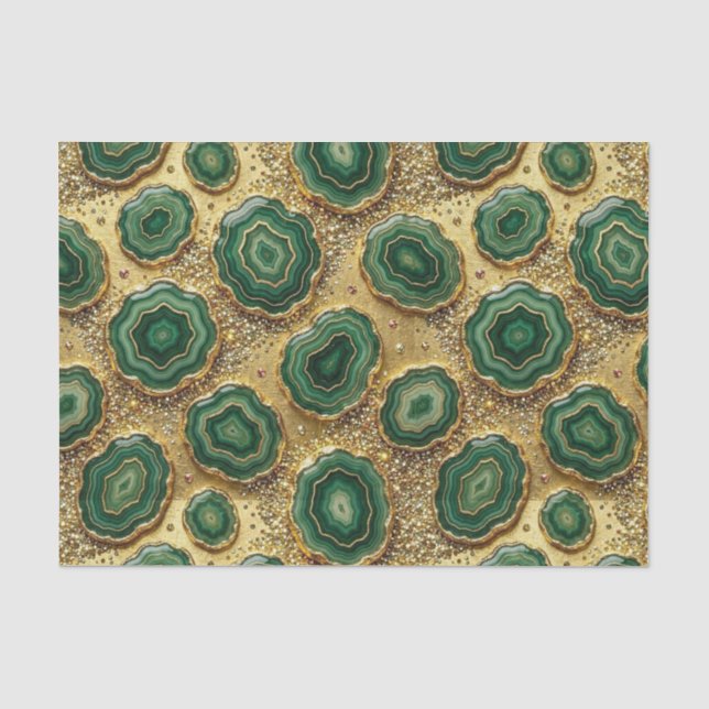 Luxury Decoupage | Forest Green + Gold Agate Geode Tissue Paper (Front)