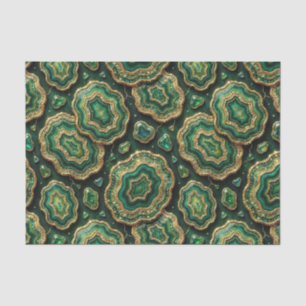 Luxury Decoupage Forest Green + Gold Agate Geode Tissue Paper