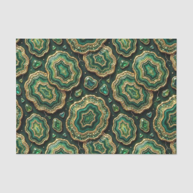 Luxury Decoupage | Forest Green + Gold Agate Geode Tissue Paper (Front)