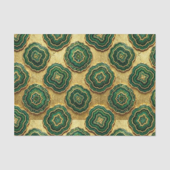 Luxury Decoupage | Forest Green + Gold Agate Geode Tissue Paper (Front)