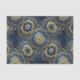 Luxury Decoupage Navy Blue + Gold Agate Geode Tissue Paper